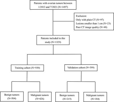 Machine-learning-based contrast-enhanced computed tomography radiomic analysis for categorization of ovarian tumors